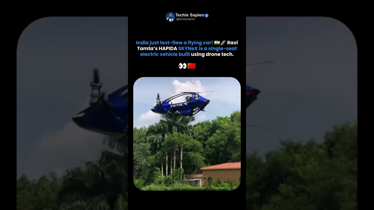 India Just Test Flew a Single Seat Flying Car 🇮🇳🚀  HAPIDA SKYNeX