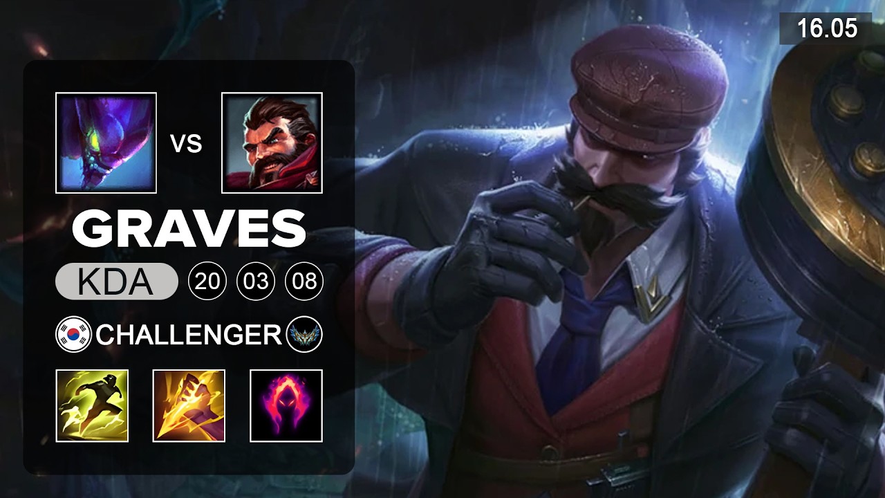 Graves vs Kha'Zix Jungle - KR Challenger - Patch 16.05 Season 16