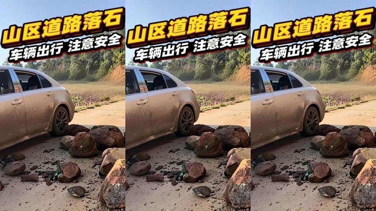 #山区道路落石# 车辆出行注意安全