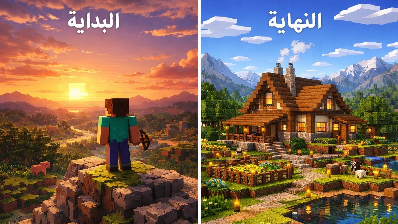 ماين كرافت #1 سويت كل شيء من البداية!!🔥| Minecraft !!🤯