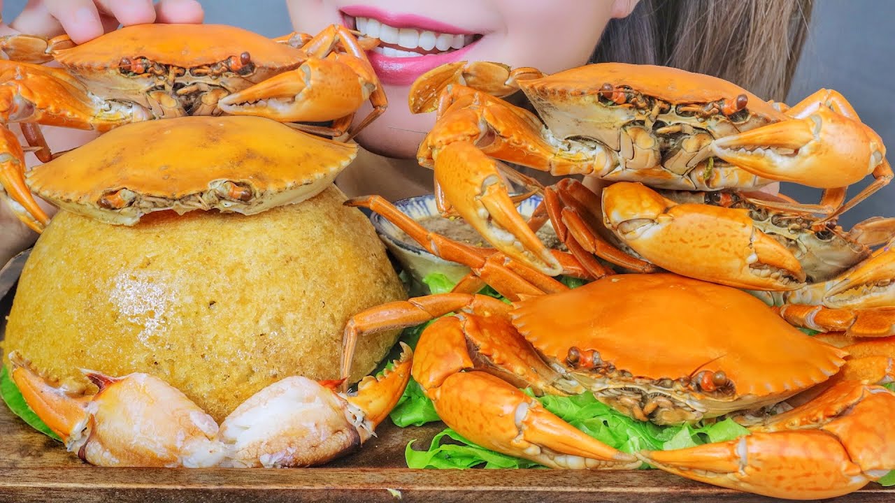 ASMR EATING VIETNAMESE CRAB STICKY RICE X BOILED CRAB , EATING SOUNDS | LINH-ASMR