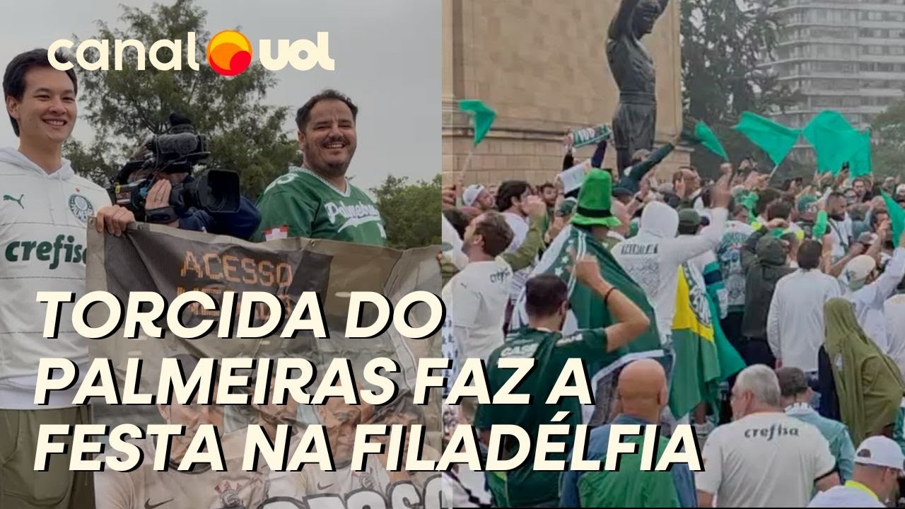 TORCIDA DO PALMEIRAS FAZ A FESTA EM FRENTE À ESTÁTUA DO ROCKY BALBOA NA FILADÉLFIA