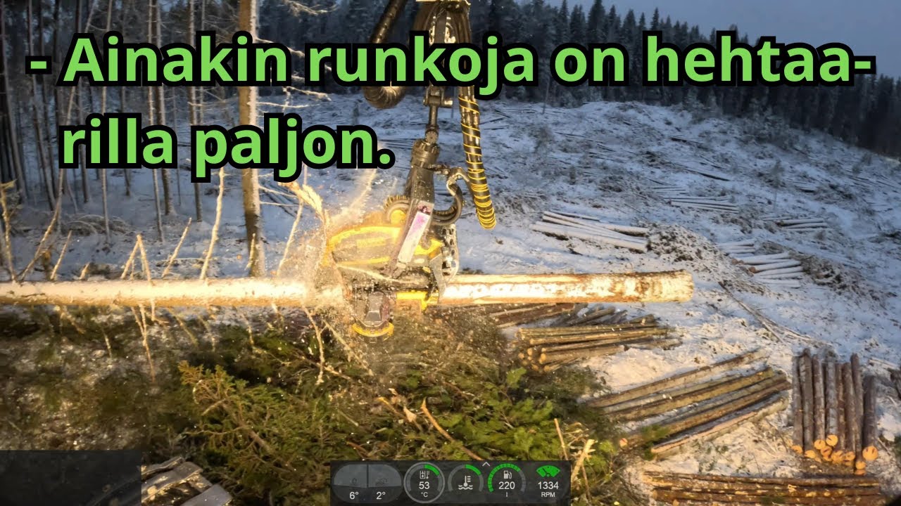 Uudistushakkuu jatkuu flussan jälkeen. Tiukkaa metsää tälläkin kohdalla. Ponsse Scorpion K H7 AC FC