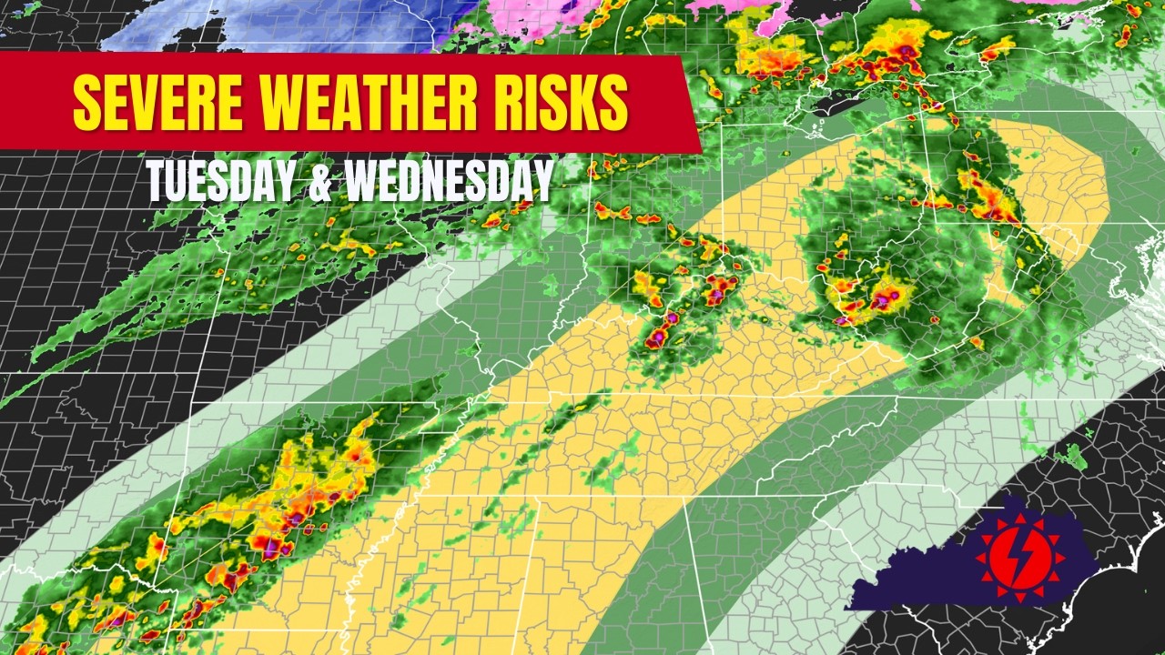 The Risk of #severeweather in #kentucky for Tuesday and Wednesday continues to grow