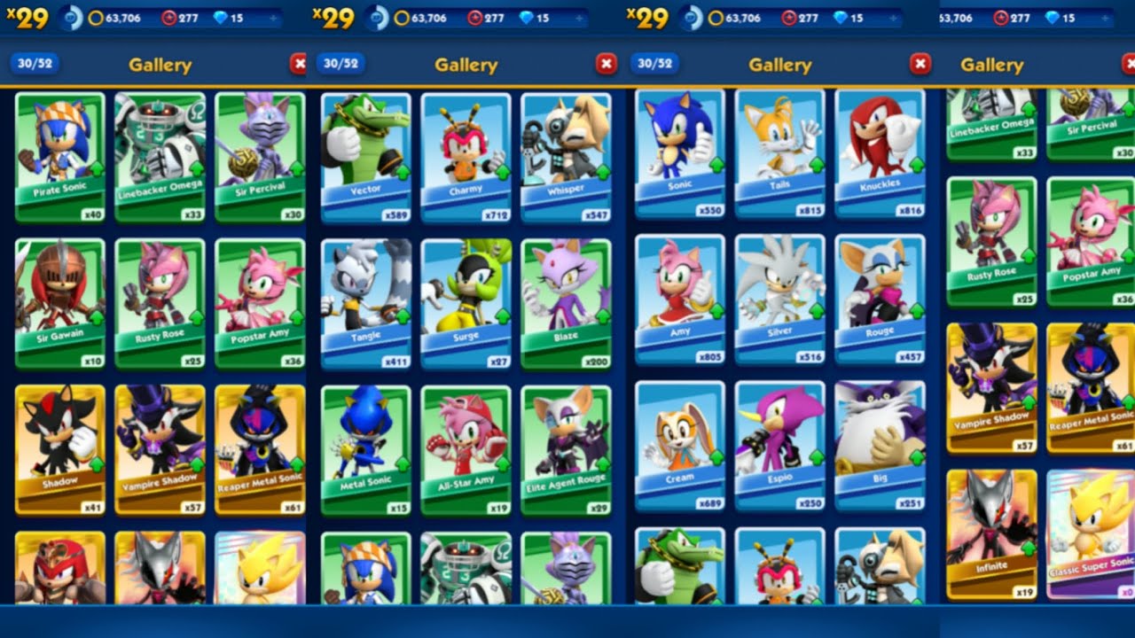 Sonic Dash All Characters