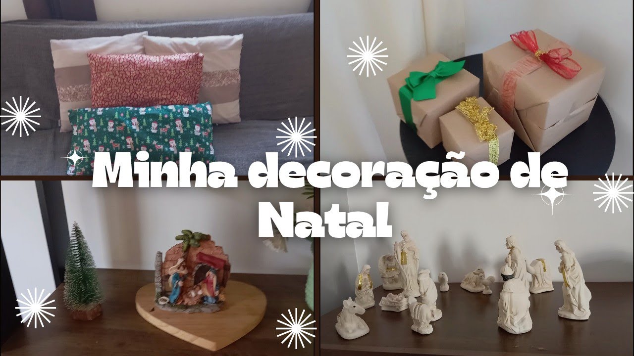 Minha decoração simples de Natal | Fiz as almofadas com cola quente