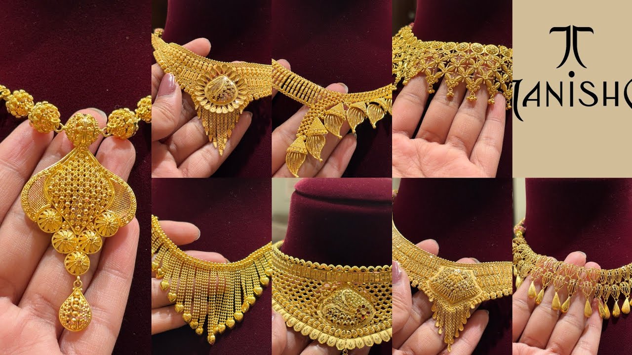 Tanishq Latest Light Weight Gold Necklace Set Design 💕 | Tanishq Trendy Gold Necklace Set collection
