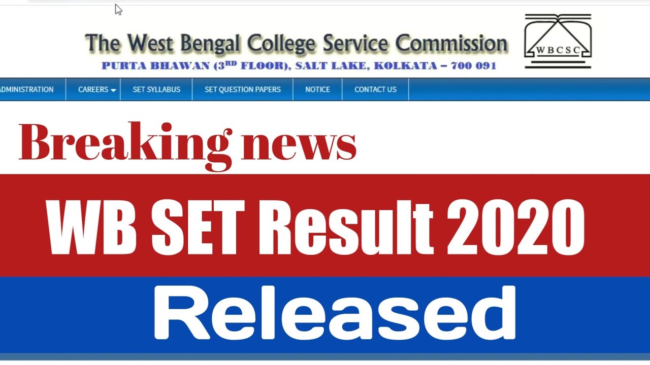 WB SET Result 2020&nbsp;Released | West Bengal State Eligibility Test |