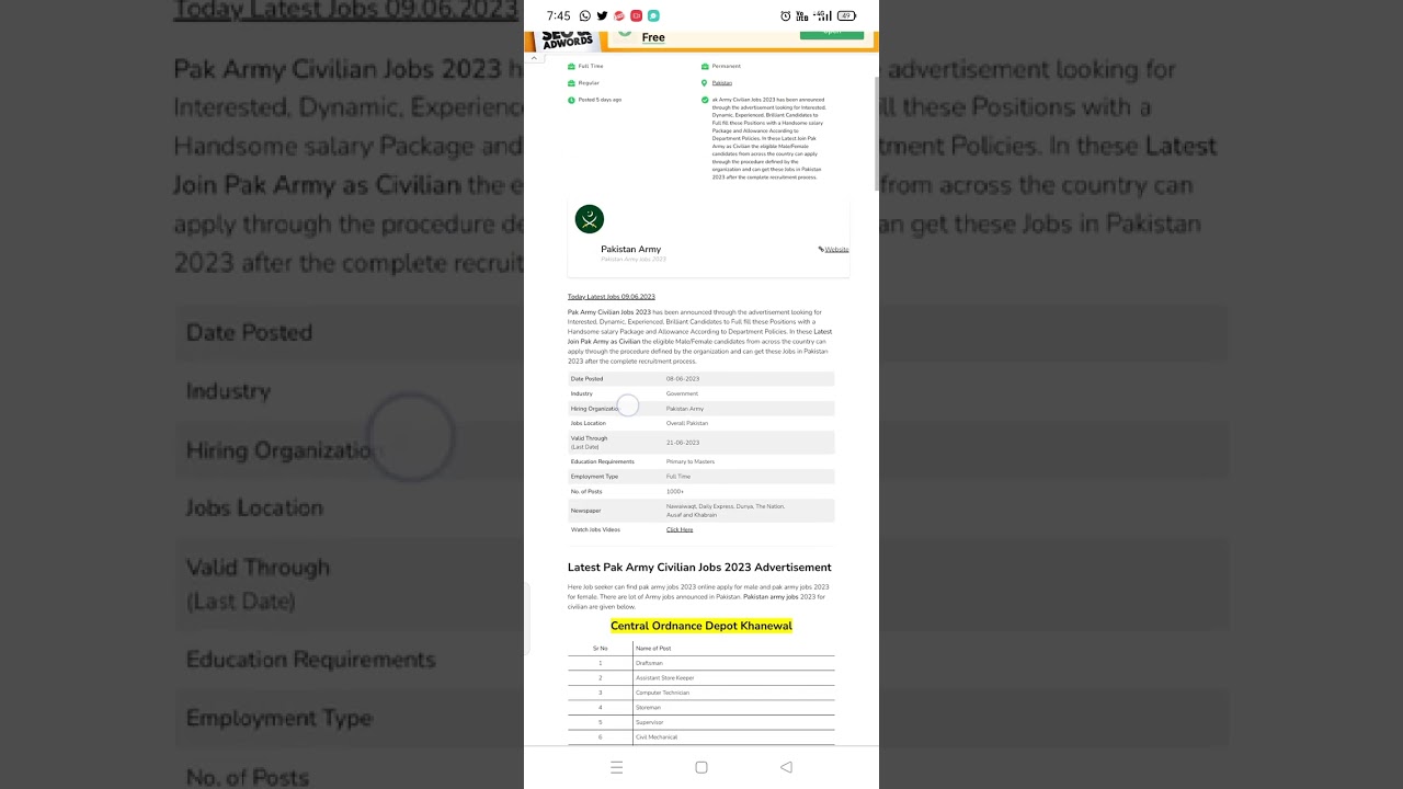 Pak Army Civilian Jobs 2023