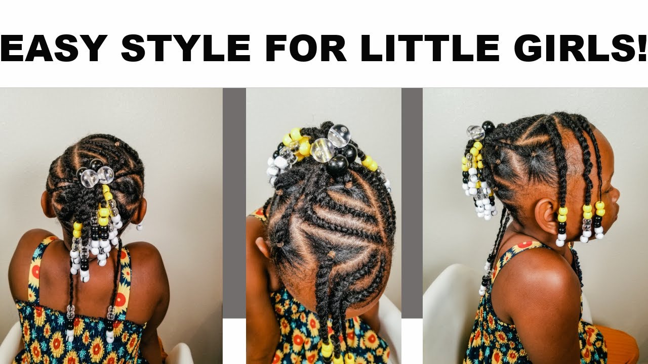 Easy Style For Little Girls | Flat Twists & Ponytails | Kids Natural Hair Care