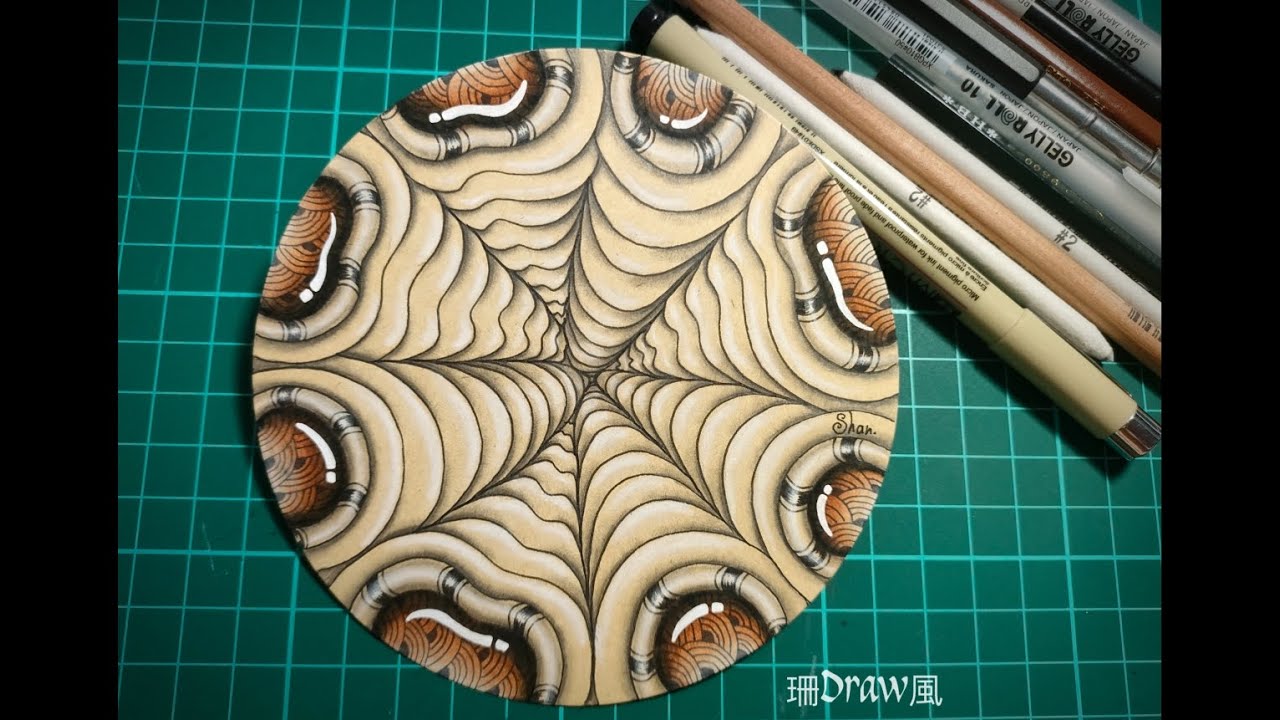 新月Crescent Moon 創意禪繞畫教學Creative Zentangle Painting Teaching