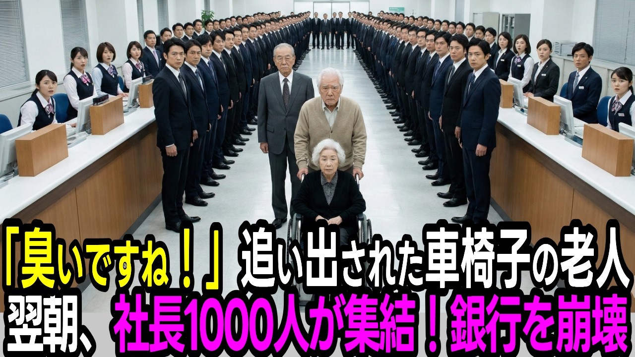 【スカッと】銀行で「臭いですね！」と罵倒された車椅子の老人。翌日、社長1000人を引き連れ銀行を完全崩壊させる復讐劇【シニア】