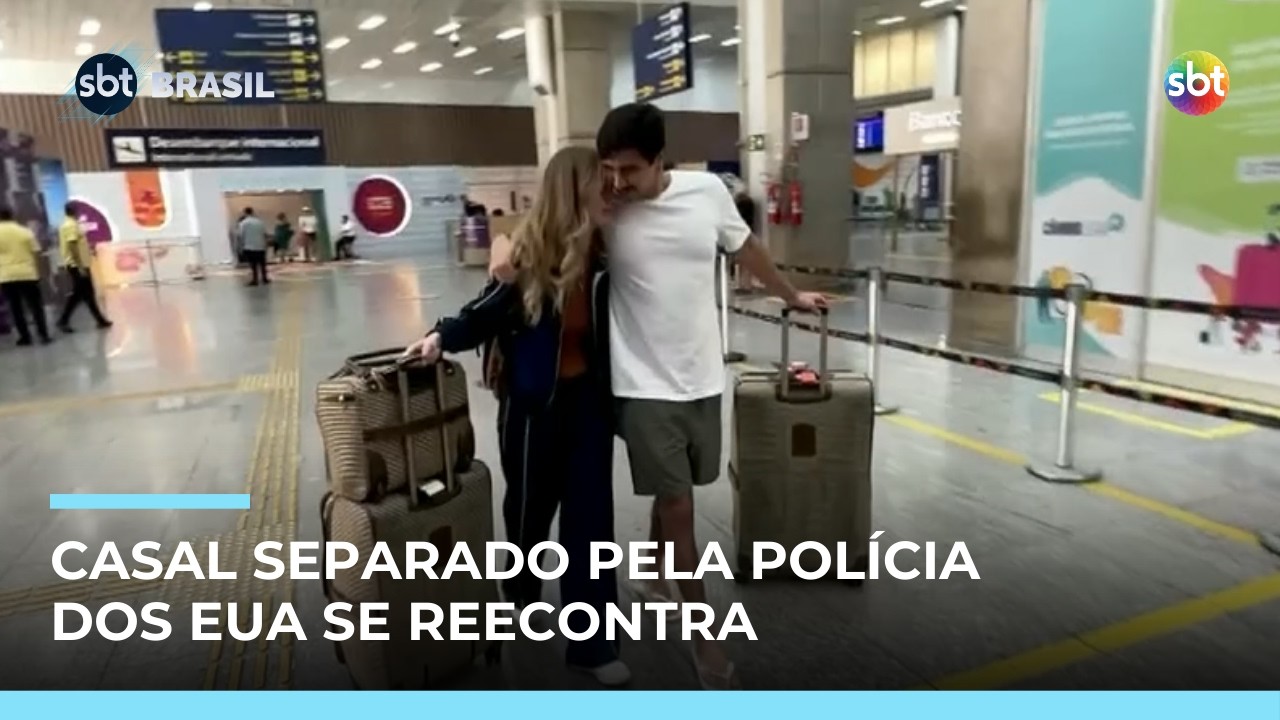 Brasileiro deportado dos EUA reencontra esposa no Rio após três meses | #SBTBrasil