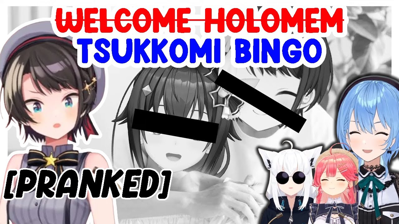 Miko Fubuki and Suisei play a prank on Subaru in the Tsukkomi Bingo program