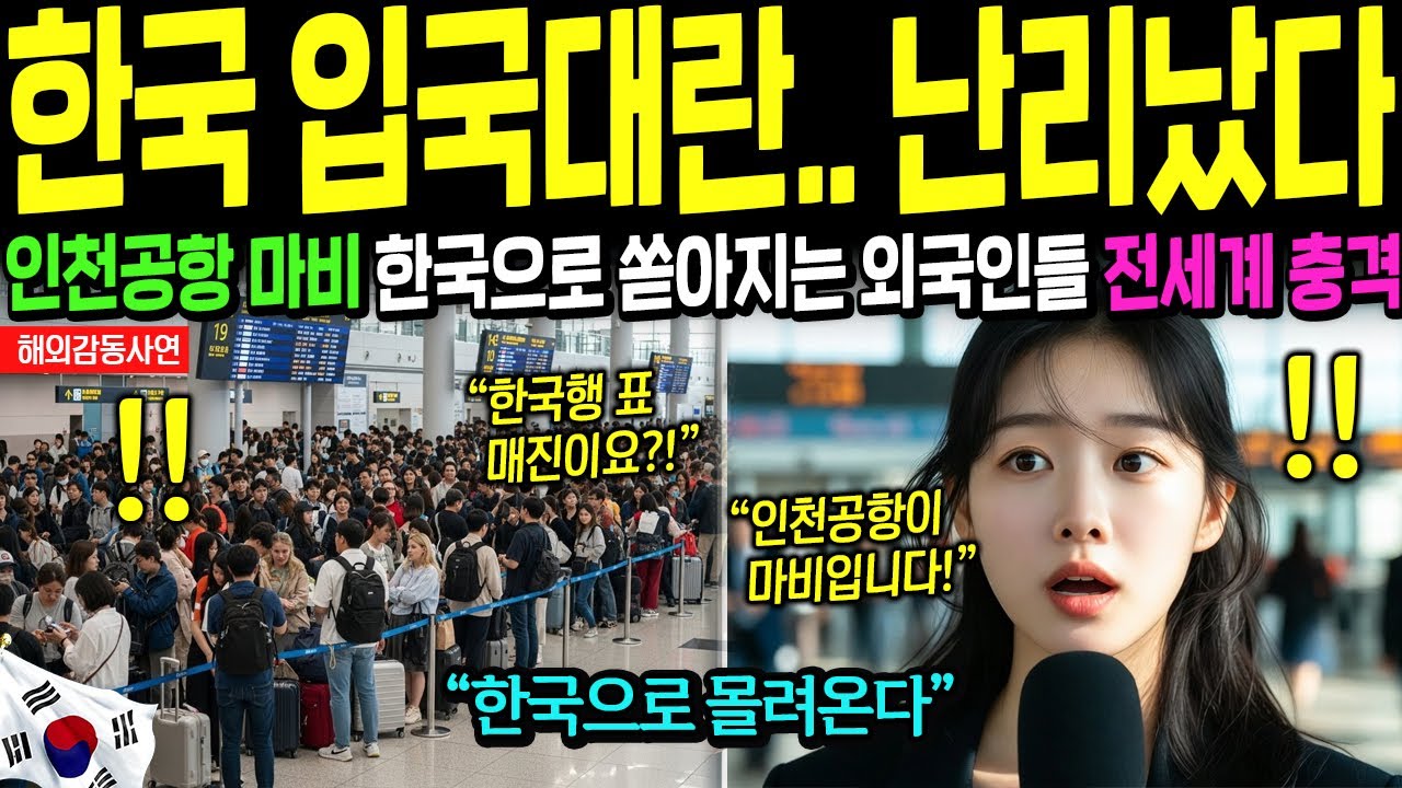 [해외감동사연] 인천공항 일일 입국 20만명 달성! 전세계 대사관 한국 비자 신청 입국 대란 난리났다!