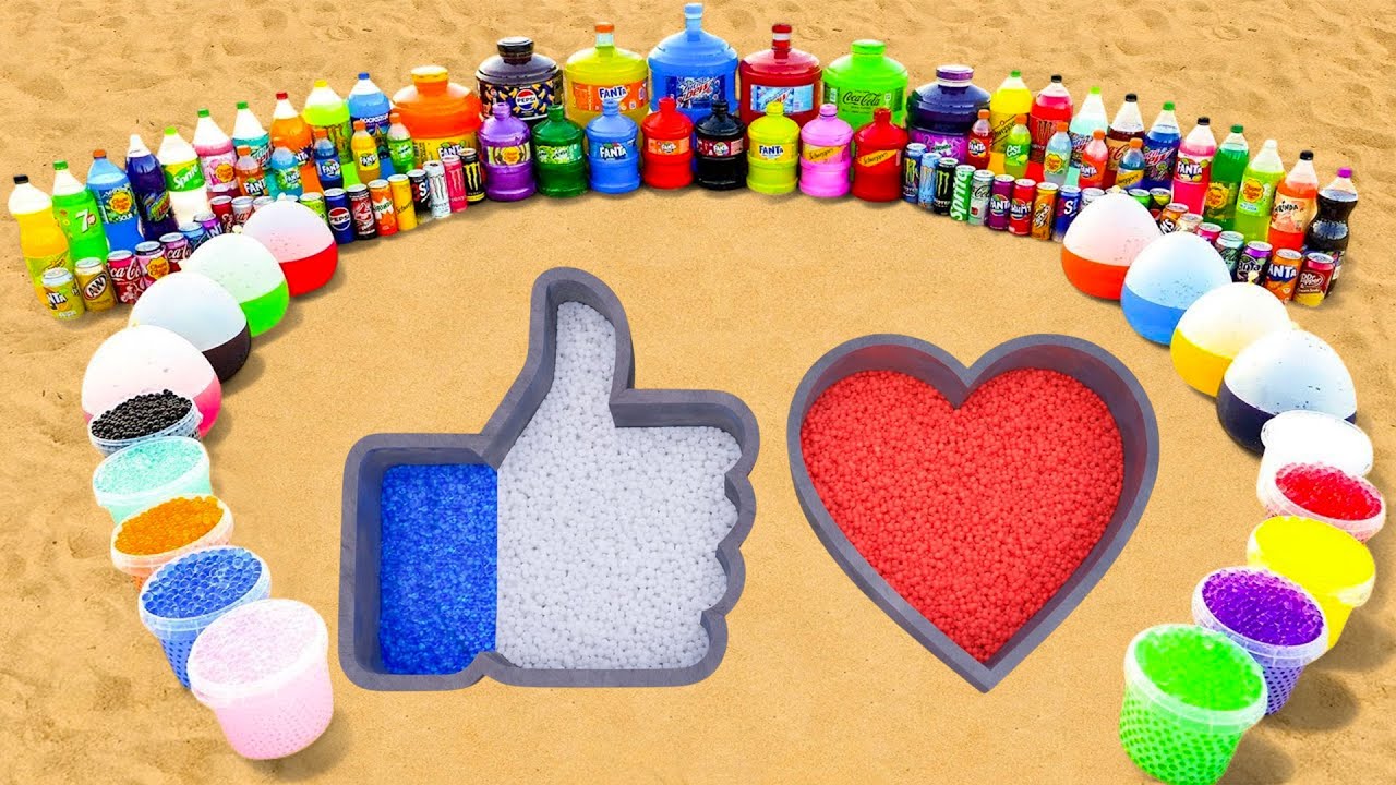 EXPERIMENT: Like vs Heart holes Eruption from  Balloons Fanta, Mtn Dew, Coca Cola vs Mentos & Sodas