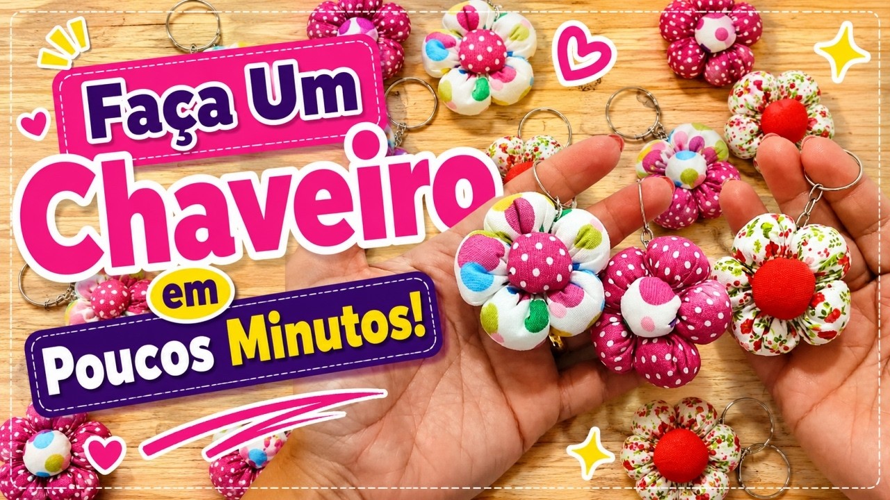 Chaveiro Flor de Fuxico Fácil