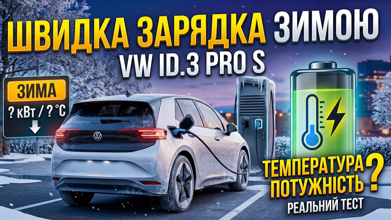 Швидка зарядка VW ID3 PRO S зимою. Максимальна потужність заряджання яку приймає Volkswagen ID.3