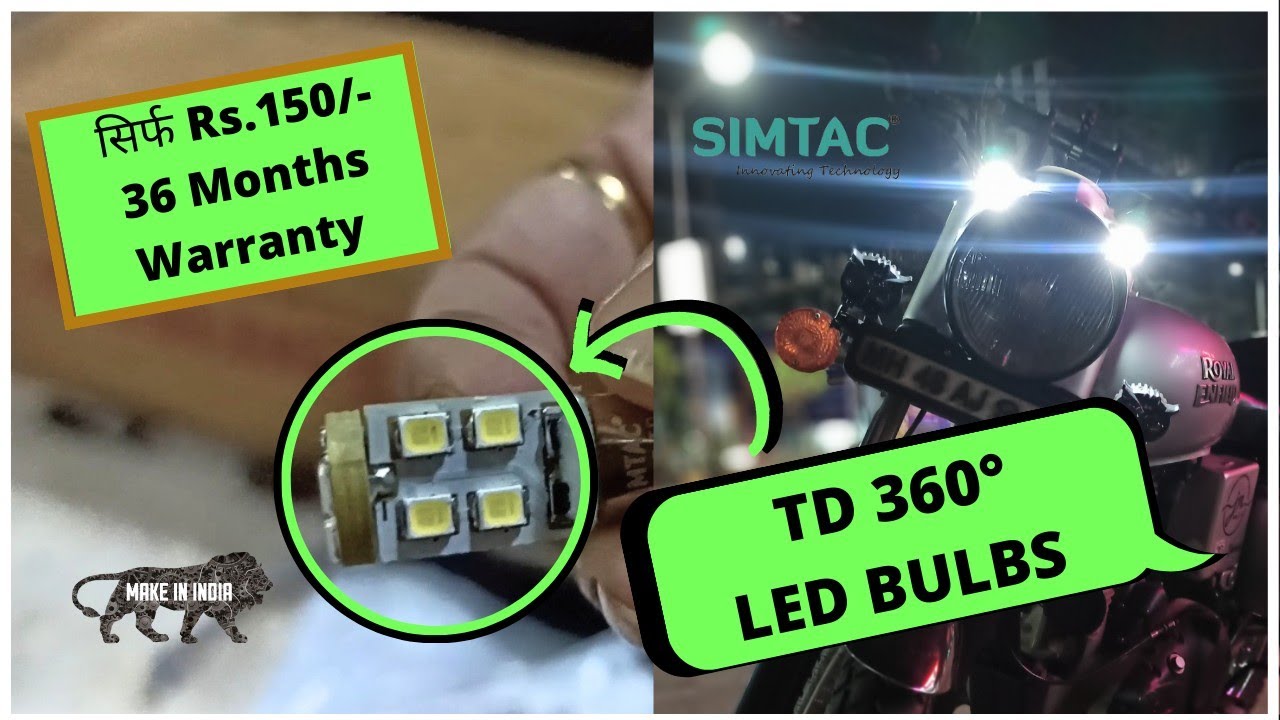 Simtac 360° TD LED Bulbs For Royal Enfield | Best LED Pilot Lamps Under ₹200/-
