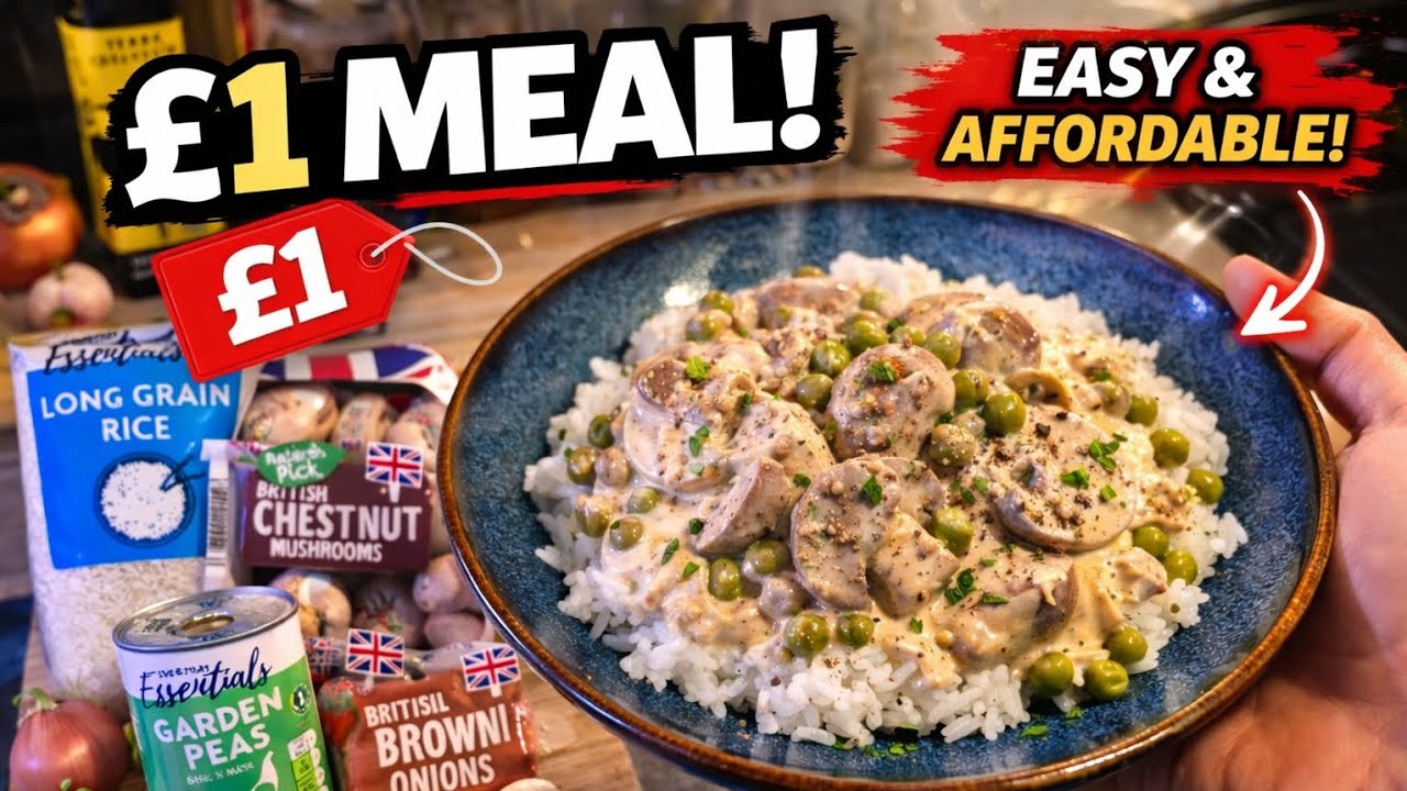 £1 Mushroom Stroganoff Meal Challenge | Cooking on an Extreme Budget
