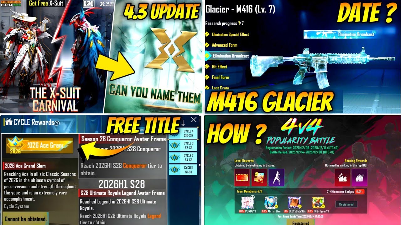 BGMI 4.2 UPDATE X-SUIT CARNIVAL | RETURN X-SUIT | GLACIER M416 LUCKY SPIN DATE? | 4.2 UPDATE DATE