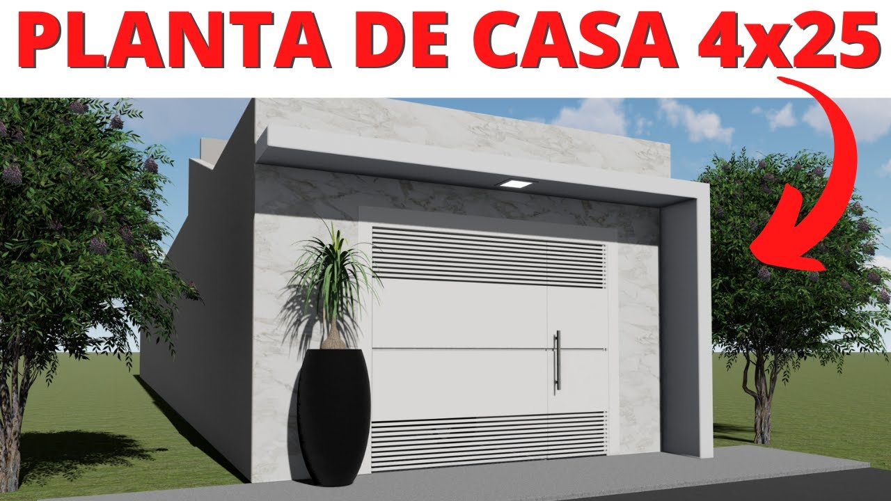 PLANTA DE CASA 4X25 METROS COM 02 QUARTOS!