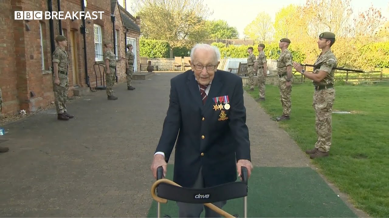 Captain Tom Moore has finished his challenge but says he'll continue talking while people donate