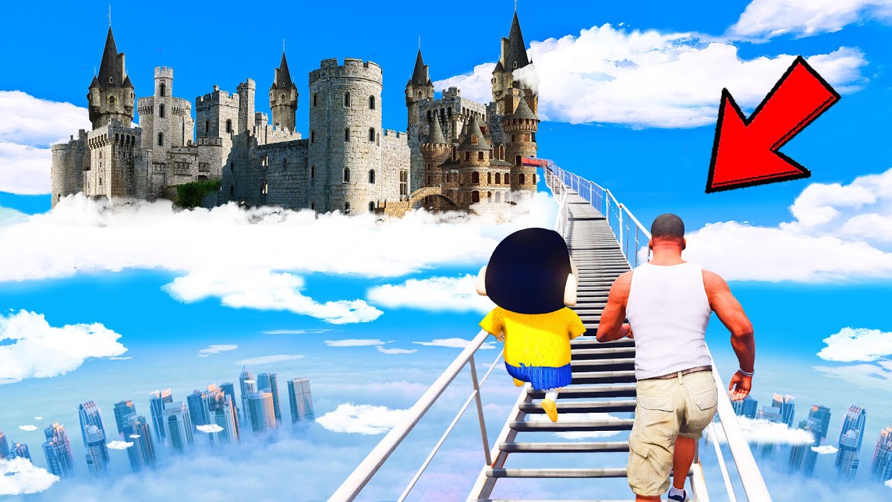 FRANKLIN & TEAM FOUND A NEW STAIRWAY TO HEAVEN CASTLE & TRIED PARKOUR CHALLENGE GTA 5