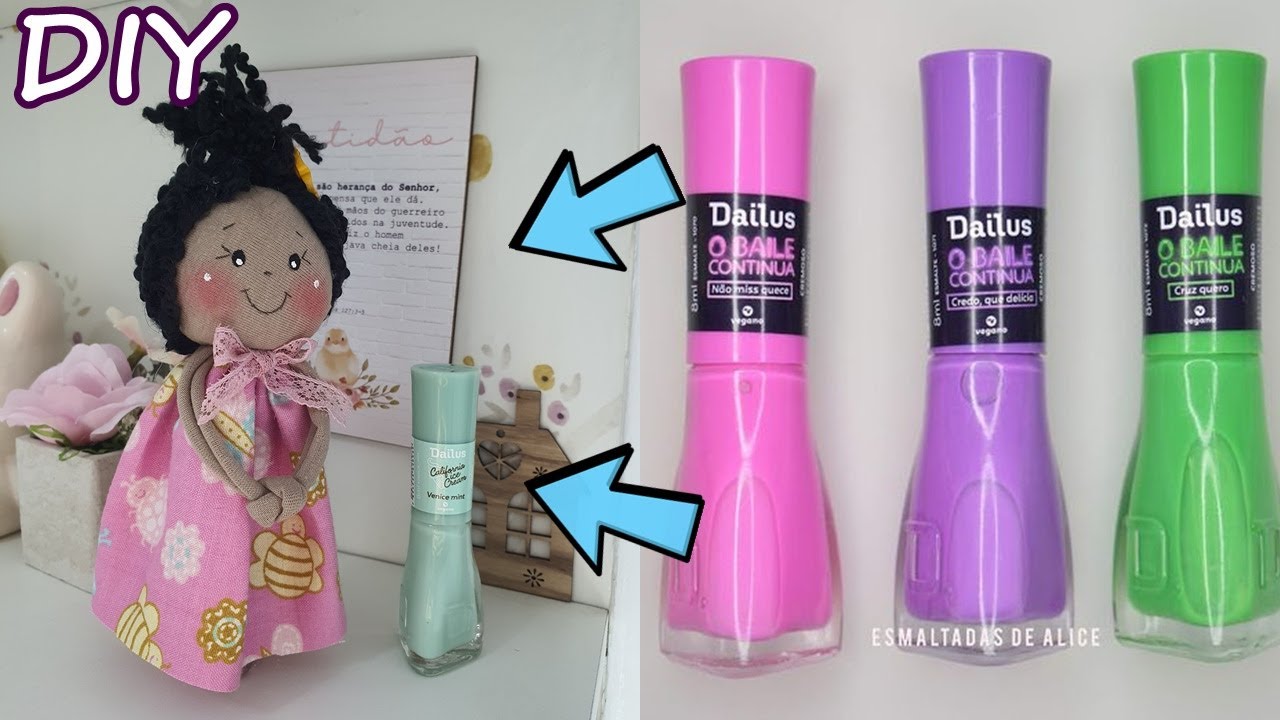 Facil de FAZER Boneca FUXICO feita no Vidro de ESMALTE, LEMbrancinha dia DAS MÃES e dia da Mulher