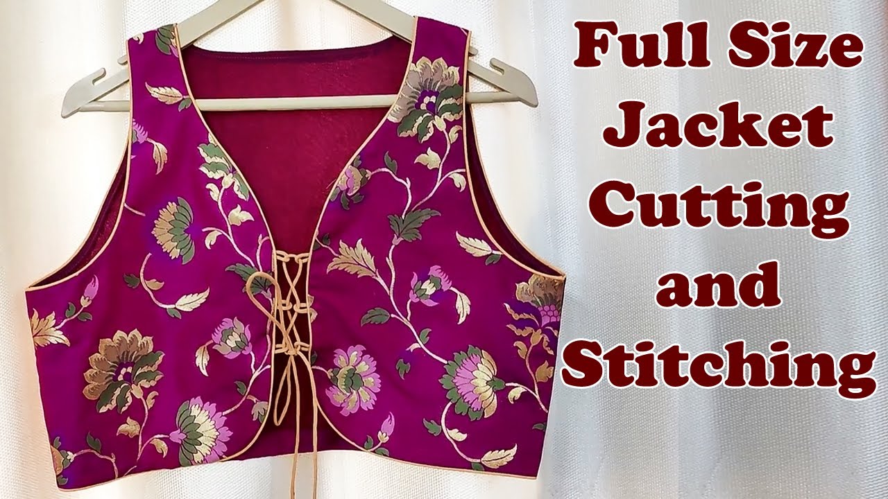 पंजाबी कुर्ती की जैकेट बनाने का आसान तरीका || Beautiful full size jacket cutting and stitching