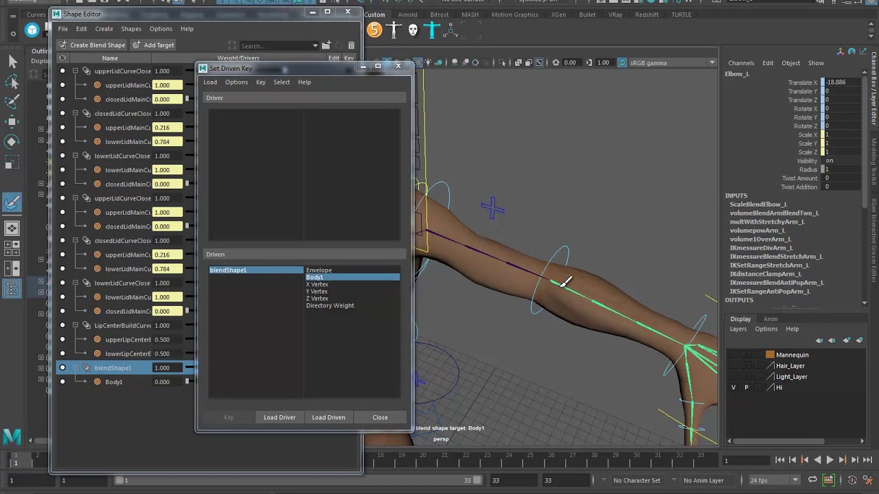 Corrective blendshape bicep