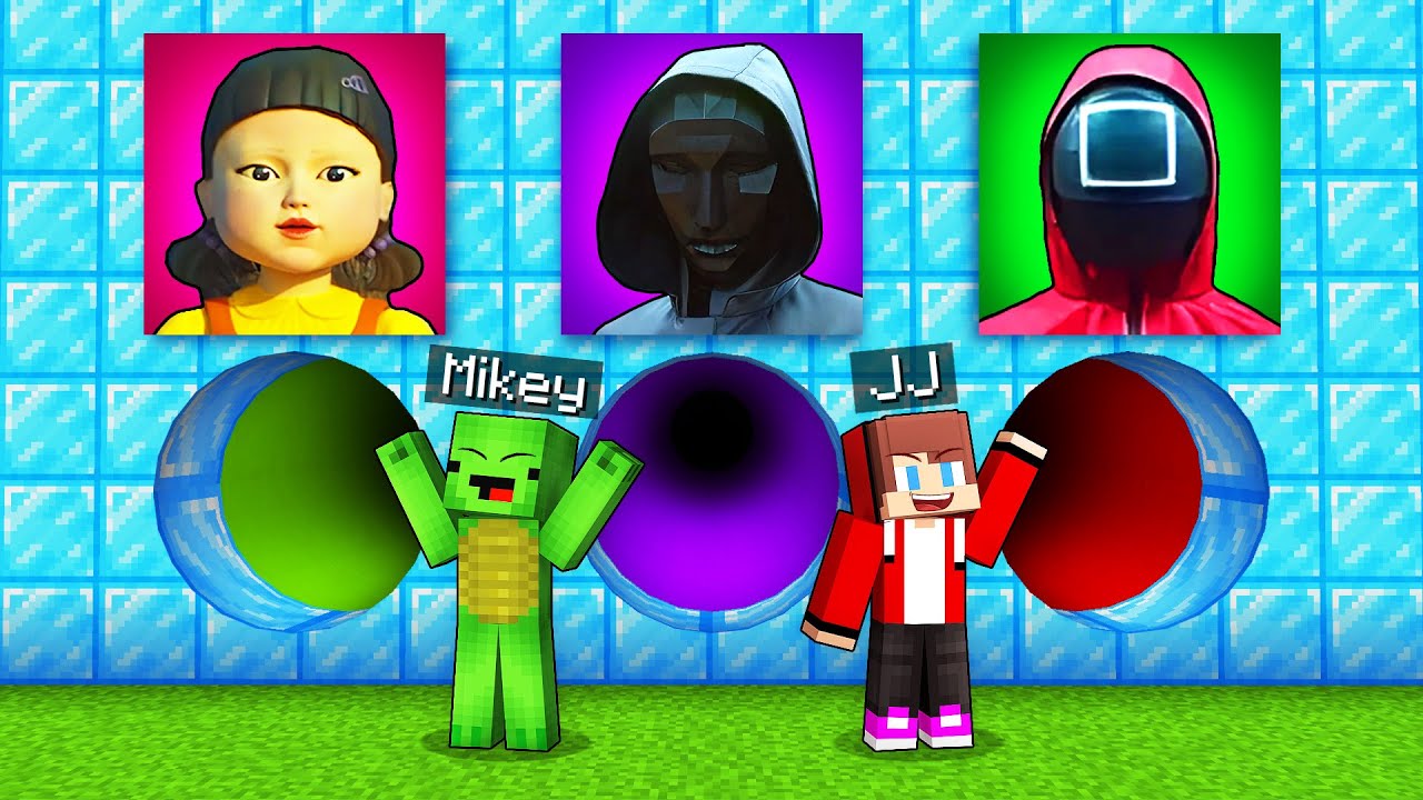 JJ and Mikey Choose Right Tunnel with Squid Game Battle in Minecraft - Maizen
