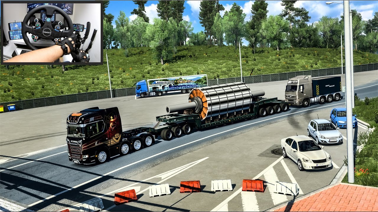 Moving Extra Heavy Motor Armatures with Push Trucks - Euro Truck Simulator 2