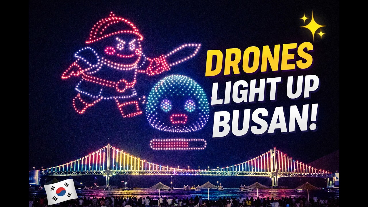 Spectacular Drone Light Show at Gwangalli Beach, Busan 🇰🇷✨ | Korea Night Sky Magic