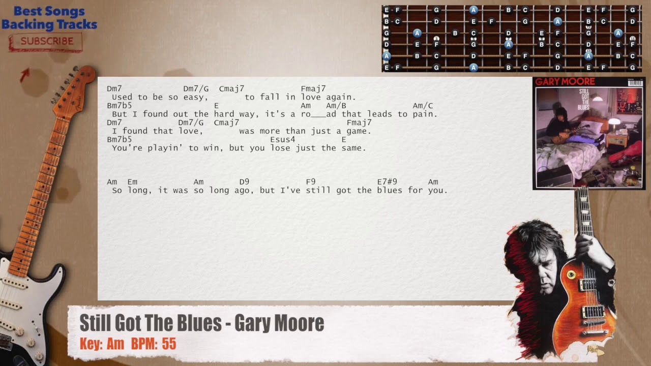 🎸 Still Got The Blues - Gary Moore MAIN Guitar Backing Track with chords and lyrics