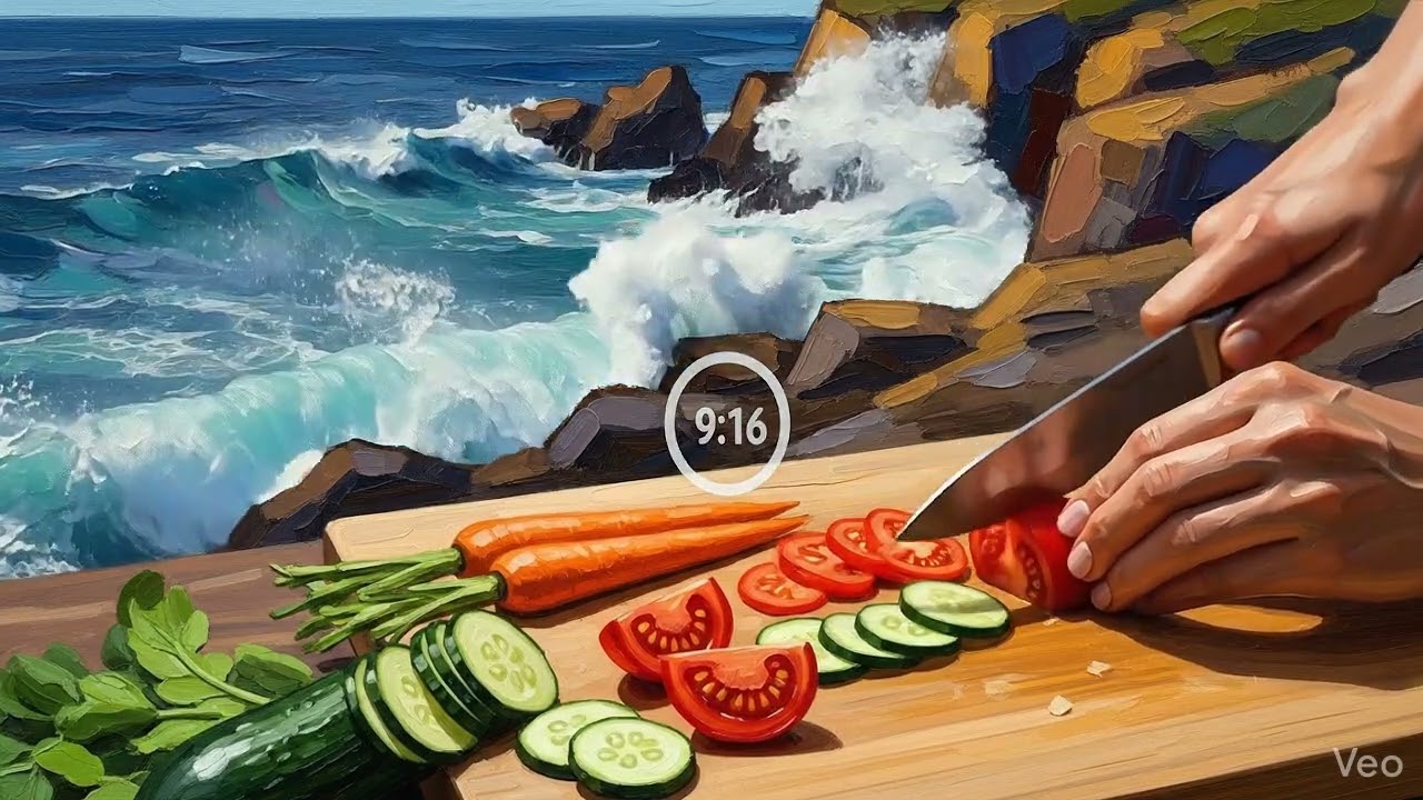 ASMR vegetables, fruits, sliced