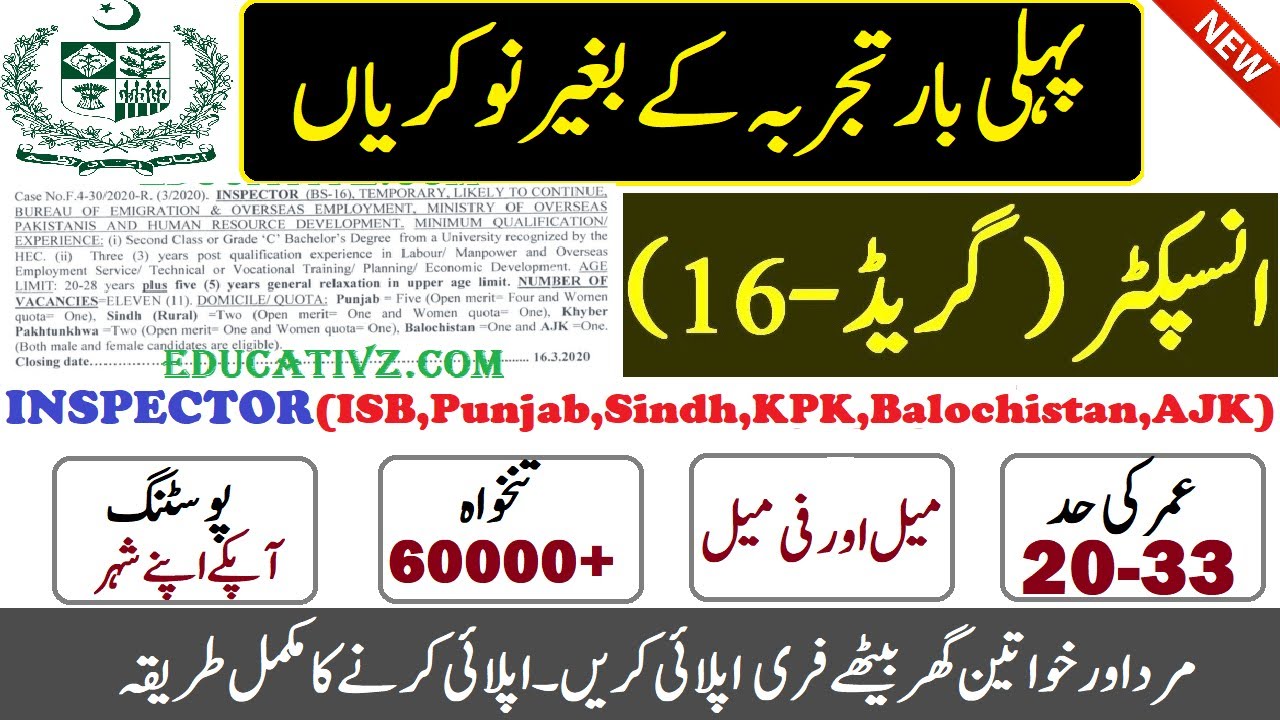 Inspector Jobs 2020, How to Apply Online in FPSC, FPSC Jobs 2020, Punjab Jobs, Sindh, KPK, Govt Jobs
