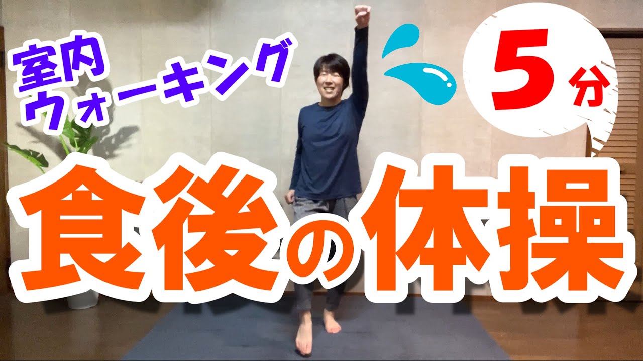 【食後の体操】室内で歩く５分♪血糖値上昇を抑えて、かんたん室内ウォーキング！