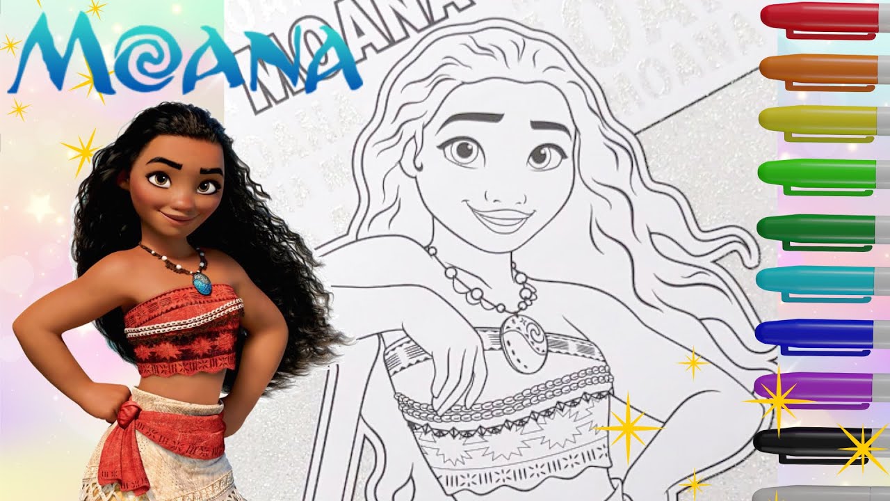 Moana (Disney Princess) Coloring Page 🌸✨💜