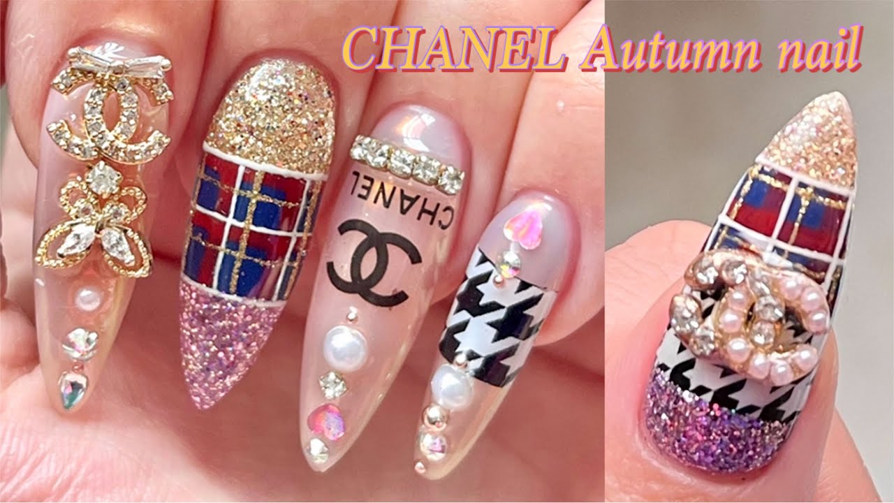 秋ネイル🍁💅🏼× CHANEL 💎💜/ピールオフジェルの使い方/綺麗に転写ネイルをする方法/ASMR🎶/ポリジェル長さだし✨✨