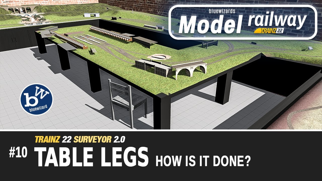 #10 Модель железной дороги - Trainz 22 - Surveyor 2.0 - Ножки стола, как это делается? Копание ям...