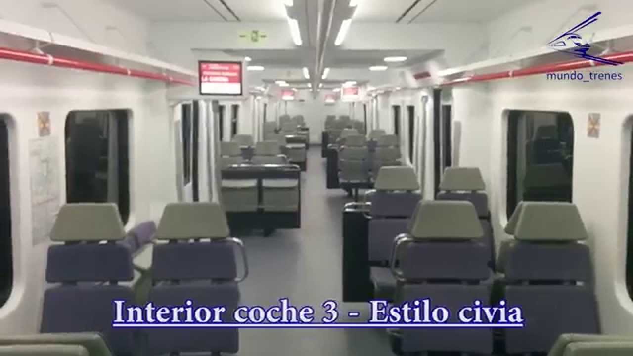 Interior Cercanias 447 reformada y adaptada para PMR [de noche]