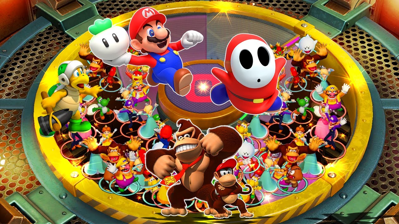 Super Mario Party - Lucky Team Color Battle - Mario's Red Team vs Donkey Kong's Brown Team (Master)