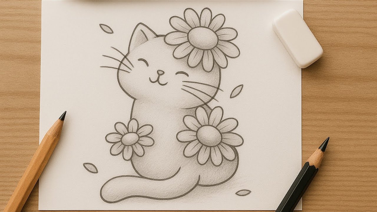 Cute Cat Pencil Drawing 🐱 | Easy Step-by-Step Sketch for Beginners