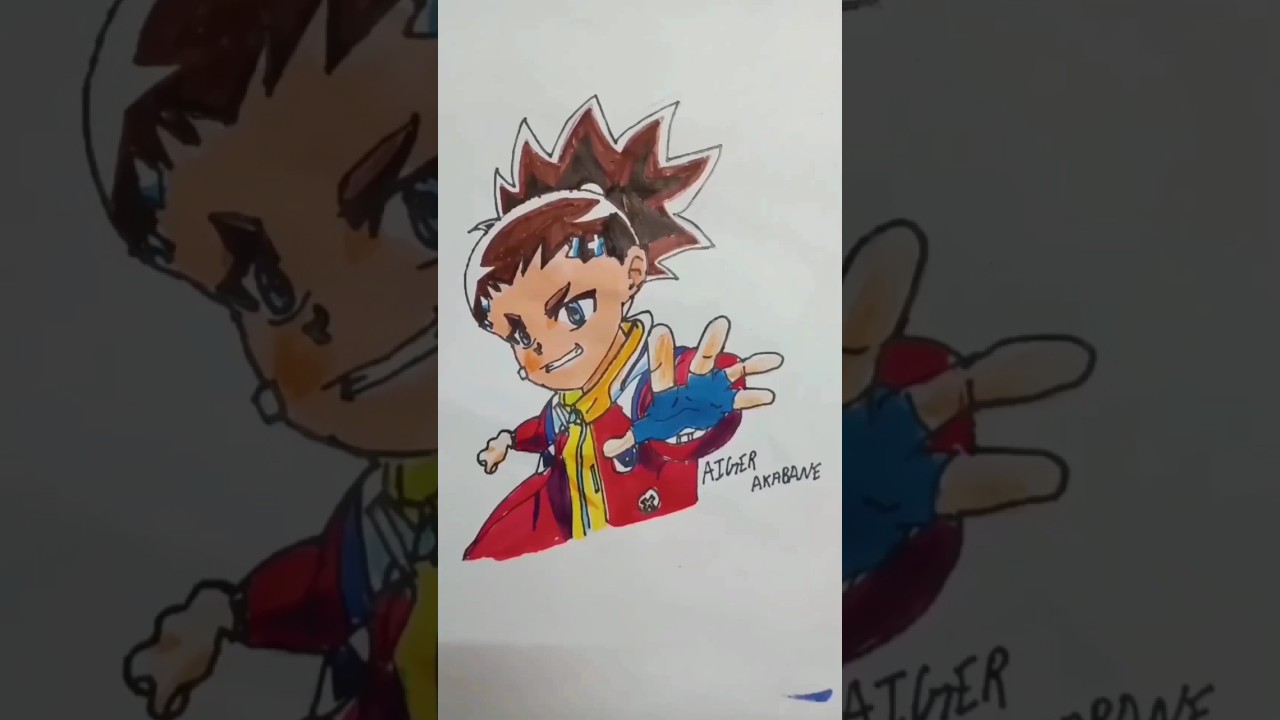 #shorts #drawing of Aiger Akabane#anime #beybladeburst #timelapse #brushpen #art#roadto200subs