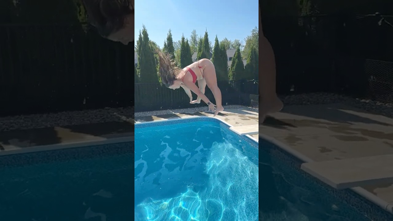 What is your Favorite Color? Splits Toe Touch Dive into Pool #shorts