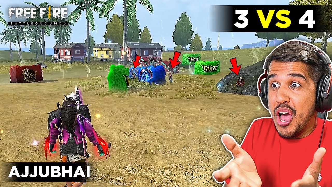 AJJUBHAI AND AMITBHAI'S EPIC🔥THREE VS SQUAD GAMEPLAY - FREE FIRE HIGHLIGHTS