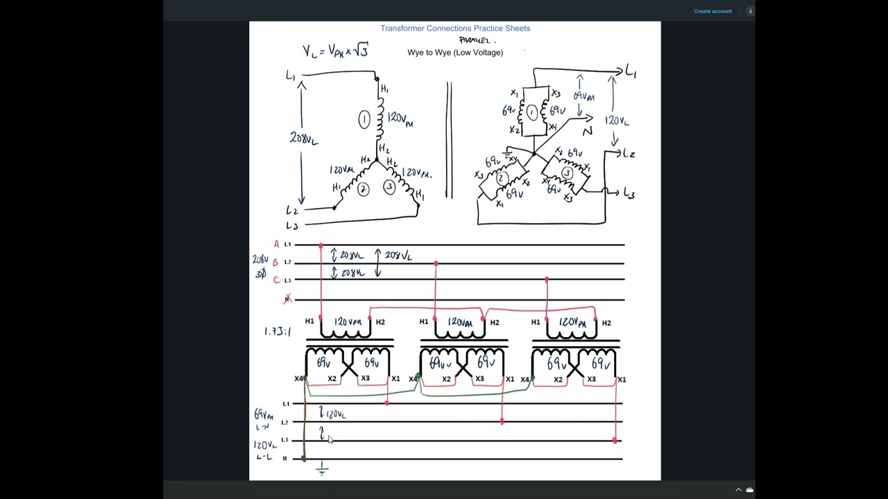 Wye to Wye 3 Phase Transformer Diagrams