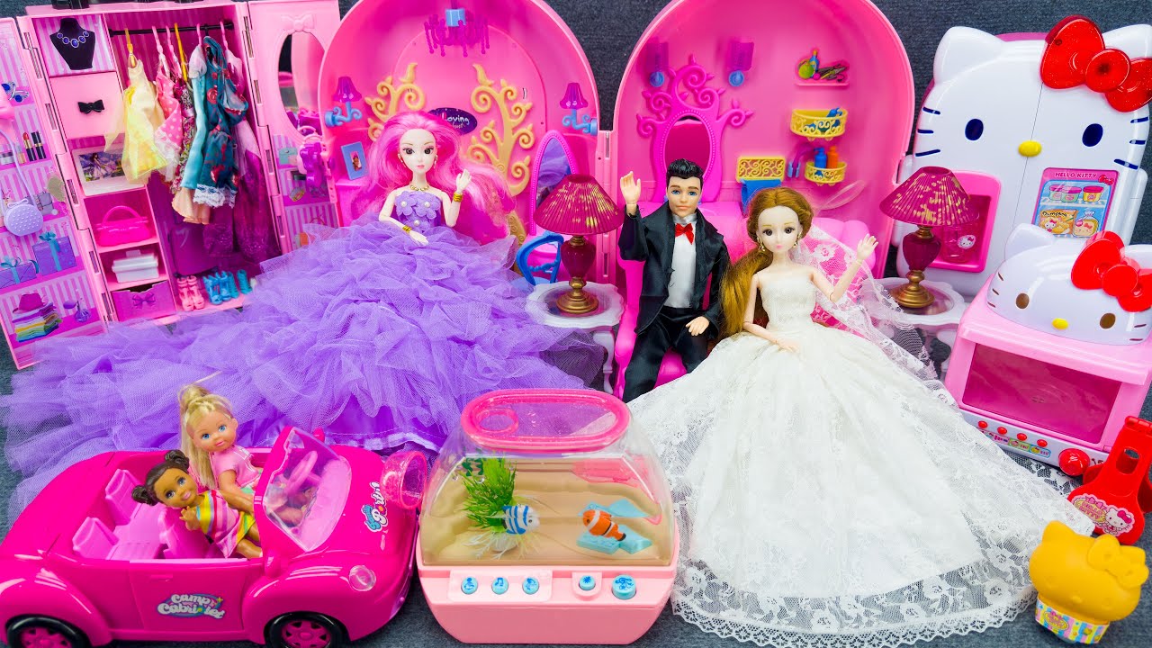 20 Minutes Satisfying Unboxing Barbie Princess Bedroom Wedding Dress Up Playset ASMR | Review Toys