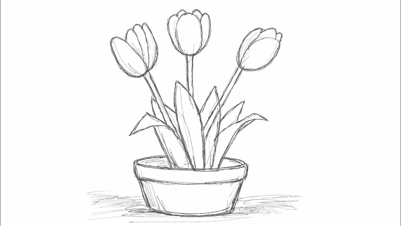 Tulips flower#drawing#fool design#flower kaise banaye.